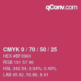 Code couleur: CMYK 0 / 70 / 50 / 25 | qconv.com