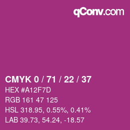 Color code: CMYK 0 / 71 / 22 / 37 | qconv.com