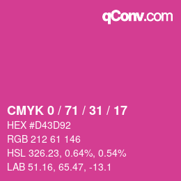 カラーコード: CMYK 0 / 71 / 31 / 17 | qconv.com