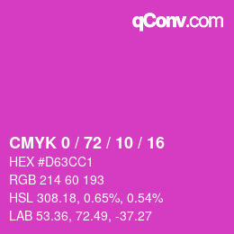 Code couleur: CMYK 0 / 72 / 10 / 16 | qconv.com