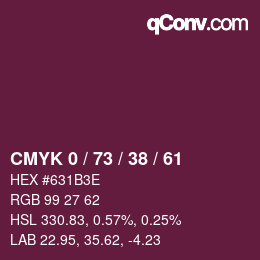 Code couleur: CMYK 0 / 73 / 38 / 61 | qconv.com