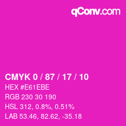 Code couleur: CMYK 0 / 87 / 17 / 10 | qconv.com