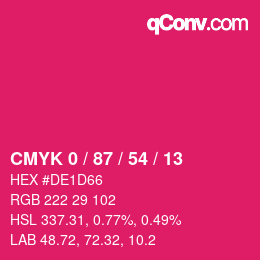 Código de color: CMYK 0 / 87 / 54 / 13 | qconv.com