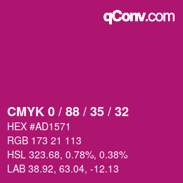 Farbcode: CMYK 0 / 88 / 35 / 32 | qconv.com