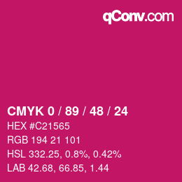 Farbcode: CMYK 0 / 89 / 48 / 24 | qconv.com