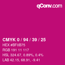 Color code: CMYK 0 / 94 / 39 / 25 | qconv.com