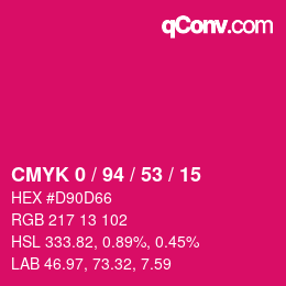 カラーコード: CMYK 0 / 94 / 53 / 15 | qconv.com