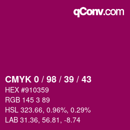 Código de color: CMYK 0 / 98 / 39 / 43 | qconv.com