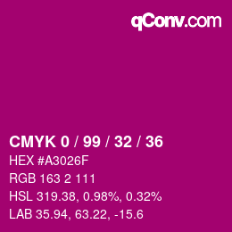 Código de color: CMYK 0 / 99 / 32 / 36 | qconv.com