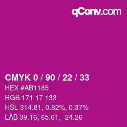 Código de color: CMYK 0 / 90 / 22 / 33 | qconv.com