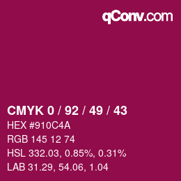 Código de color: CMYK 0 / 92 / 49 / 43 | qconv.com