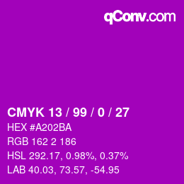 Color code: CMYK 13 / 99 / 0 / 27 | qconv.com