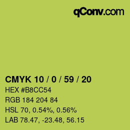 Farbcode: CMYK 10 / 0 / 59 / 20 | qconv.com