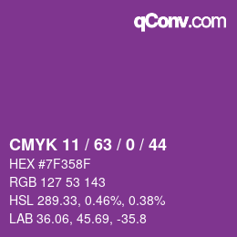 Código de color: CMYK 11 / 63 / 0 / 44 | qconv.com