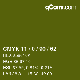 Color code: CMYK 11 / 0 / 90 / 62 | qconv.com