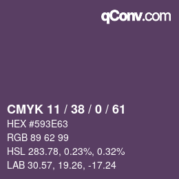 Code couleur: CMYK 11 / 38 / 0 / 61 | qconv.com