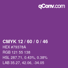 Farbcode: CMYK 12 / 60 / 0 / 46 | qconv.com