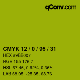 Código de color: CMYK 12 / 0 / 96 / 31 | qconv.com