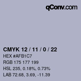 Color code: CMYK 12 / 11 / 0 / 22 | qconv.com