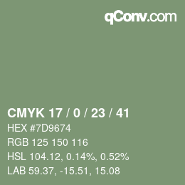 Color code: CMYK 17 / 0 / 23 / 41 | qconv.com