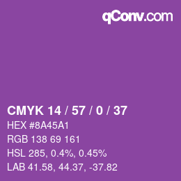 Code couleur: CMYK 14 / 57 / 0 / 37 | qconv.com