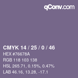 Code couleur: CMYK 14 / 25 / 0 / 46 | qconv.com