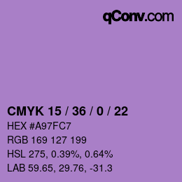 Farbcode: CMYK 15 / 36 / 0 / 22 | qconv.com