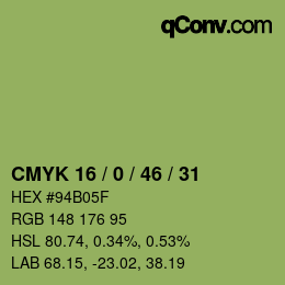 Code couleur: CMYK 16 / 0 / 46 / 31 | qconv.com