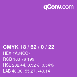 Code couleur: CMYK 18 / 62 / 0 / 22 | qconv.com