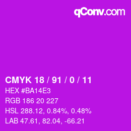 Código de color: CMYK 18 / 91 / 0 / 11 | qconv.com