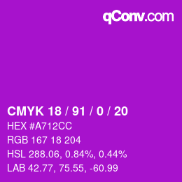 Color code: CMYK 18 / 91 / 0 / 20 | qconv.com