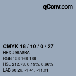 Code couleur: CMYK 18 / 10 / 0 / 27 | qconv.com