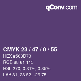 Code couleur: CMYK 23 / 47 / 0 / 55 | qconv.com