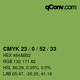 Code couleur: CMYK 23 / 0 / 52 / 33 | qconv.com