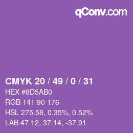 Code couleur: CMYK 20 / 49 / 0 / 31 | qconv.com