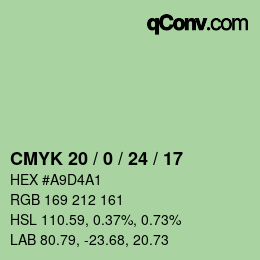 Color code: CMYK 20 / 0 / 24 / 17 | qconv.com