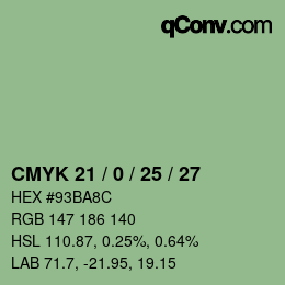 Code couleur: CMYK 21 / 0 / 25 / 27 | qconv.com