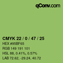 Farbcode: CMYK 22 / 0 / 47 / 25 | qconv.com