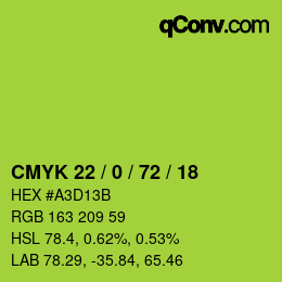 Color code: CMYK 22 / 0 / 72 / 18 | qconv.com