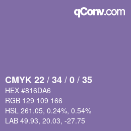 Code couleur: CMYK 22 / 34 / 0 / 35 | qconv.com