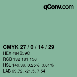 カラーコード: CMYK 27 / 0 / 14 / 29 | qconv.com