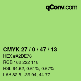 Color code: CMYK 27 / 0 / 47 / 13 | qconv.com