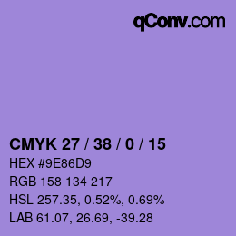 カラーコード: CMYK 27 / 38 / 0 / 15 | qconv.com