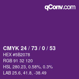 Farbcode: CMYK 24 / 73 / 0 / 53 | qconv.com