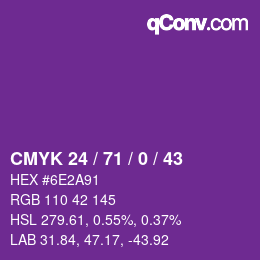 Color code: CMYK 24 / 71 / 0 / 43 | qconv.com