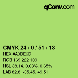 カラーコード: CMYK 24 / 0 / 51 / 13 | qconv.com