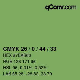 Color code: CMYK 26 / 0 / 44 / 33 | qconv.com