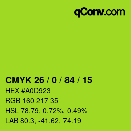 Código de color: CMYK 26 / 0 / 84 / 15 | qconv.com