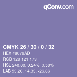 Código de color: CMYK 26 / 30 / 0 / 32 | qconv.com