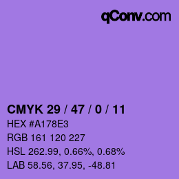 カラーコード: CMYK 29 / 47 / 0 / 11 | qconv.com